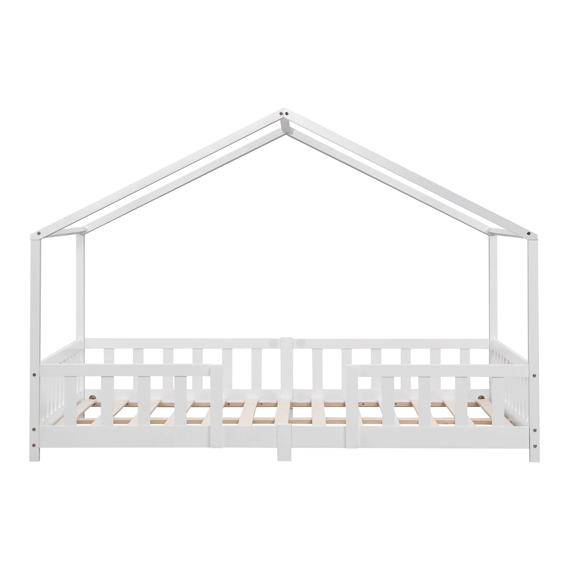 In And OutdoorMatch Kinderbed Edgar - Met valbeveiliging - 120x200 cm - Wit Mat - Voor meisjes - Voor jongens - Voor kinderen Kinder bedden