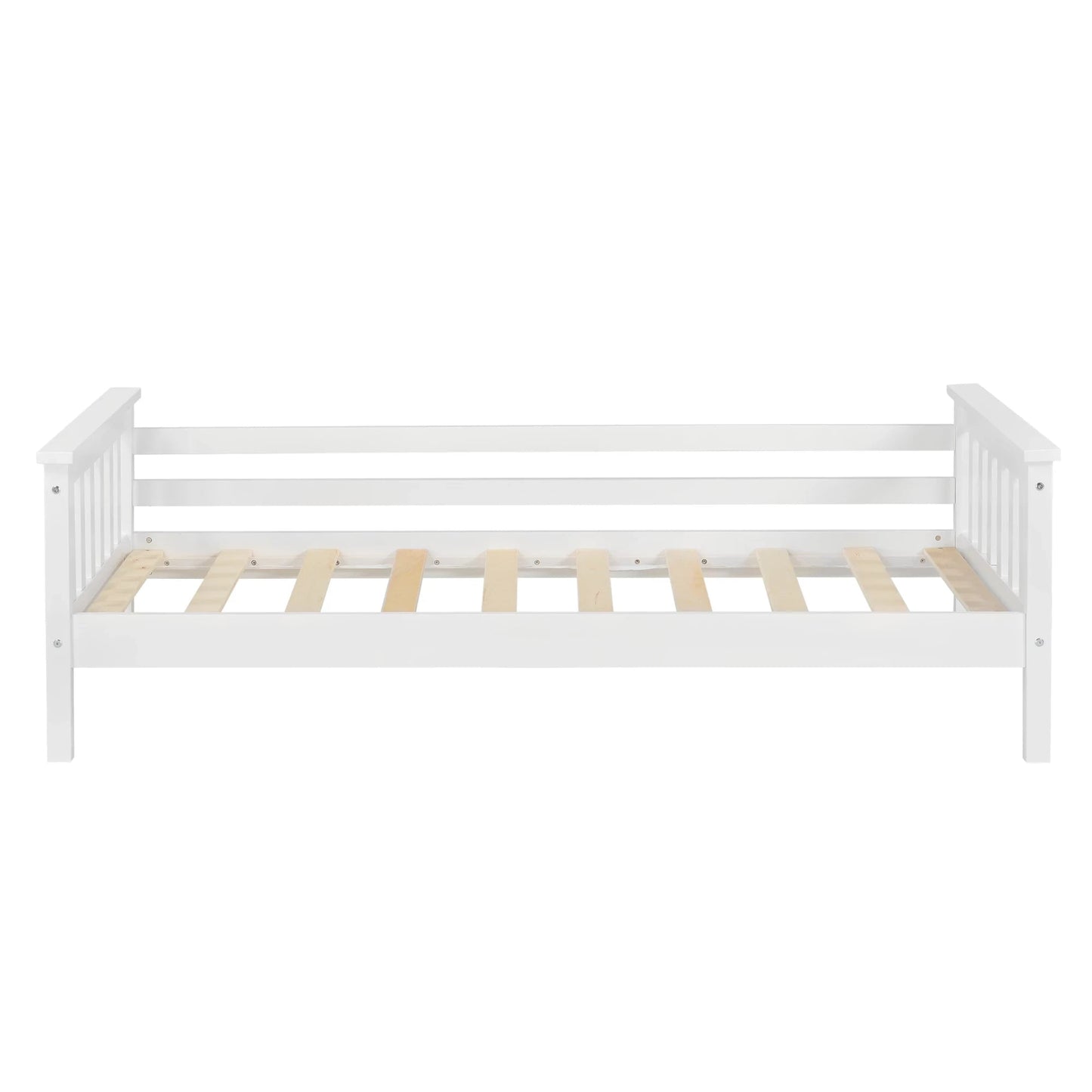 In And OutdoorMatch Kinderbed Eulah - Met bedbodem en valbeveiliging - 80x160 cm - Wit - Sparrenhout en Multiplex - Voor meisjes - Voor jongens Kinder bedden