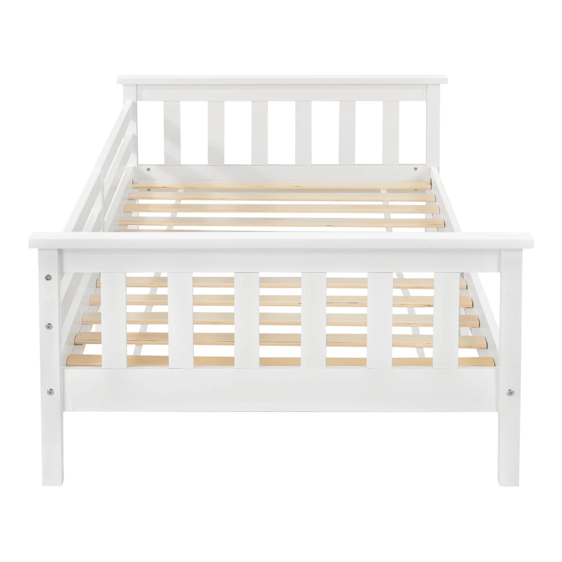 In And OutdoorMatch Kinderbed Eulah - Met bedbodem en valbeveiliging - 80x160 cm - Wit - Sparrenhout en Multiplex - Voor meisjes - Voor jongens Kinder bedden