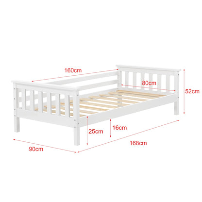 In And OutdoorMatch Kinderbed Eulah - Met bedbodem en valbeveiliging - 80x160 cm - Wit - Sparrenhout en Multiplex - Voor meisjes - Voor jongens Kinder bedden