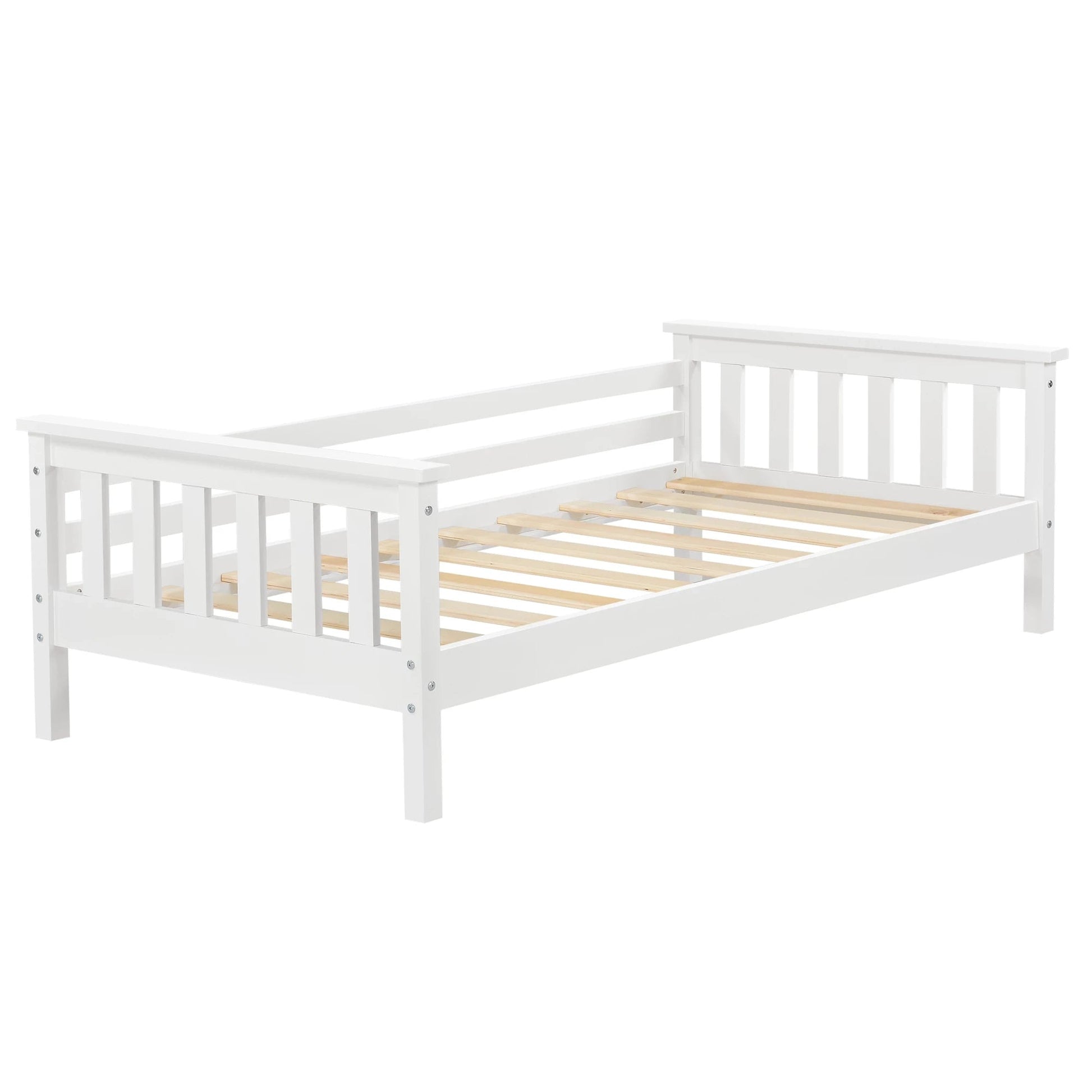 In And OutdoorMatch Kinderbed Eulah - Met bedbodem en valbeveiliging - 80x160 cm - Wit - Sparrenhout en Multiplex - Voor meisjes - Voor jongens Kinder bedden