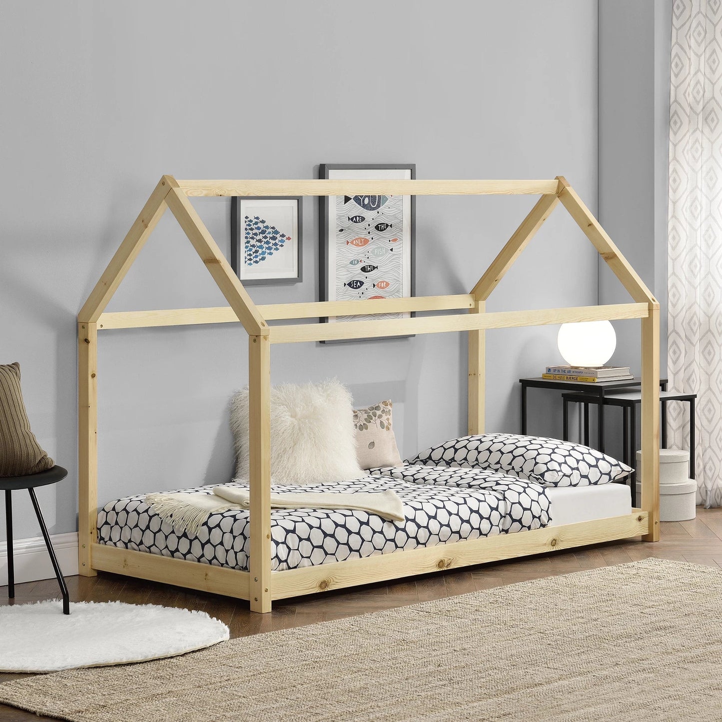 In And OutdoorMatch Kinderbed Gwen - Houten bed - Huisbed - 70x140 cm - Houtkleurig - Voor meisjes - Voor jongens - Voor kinderen Kinder bedden