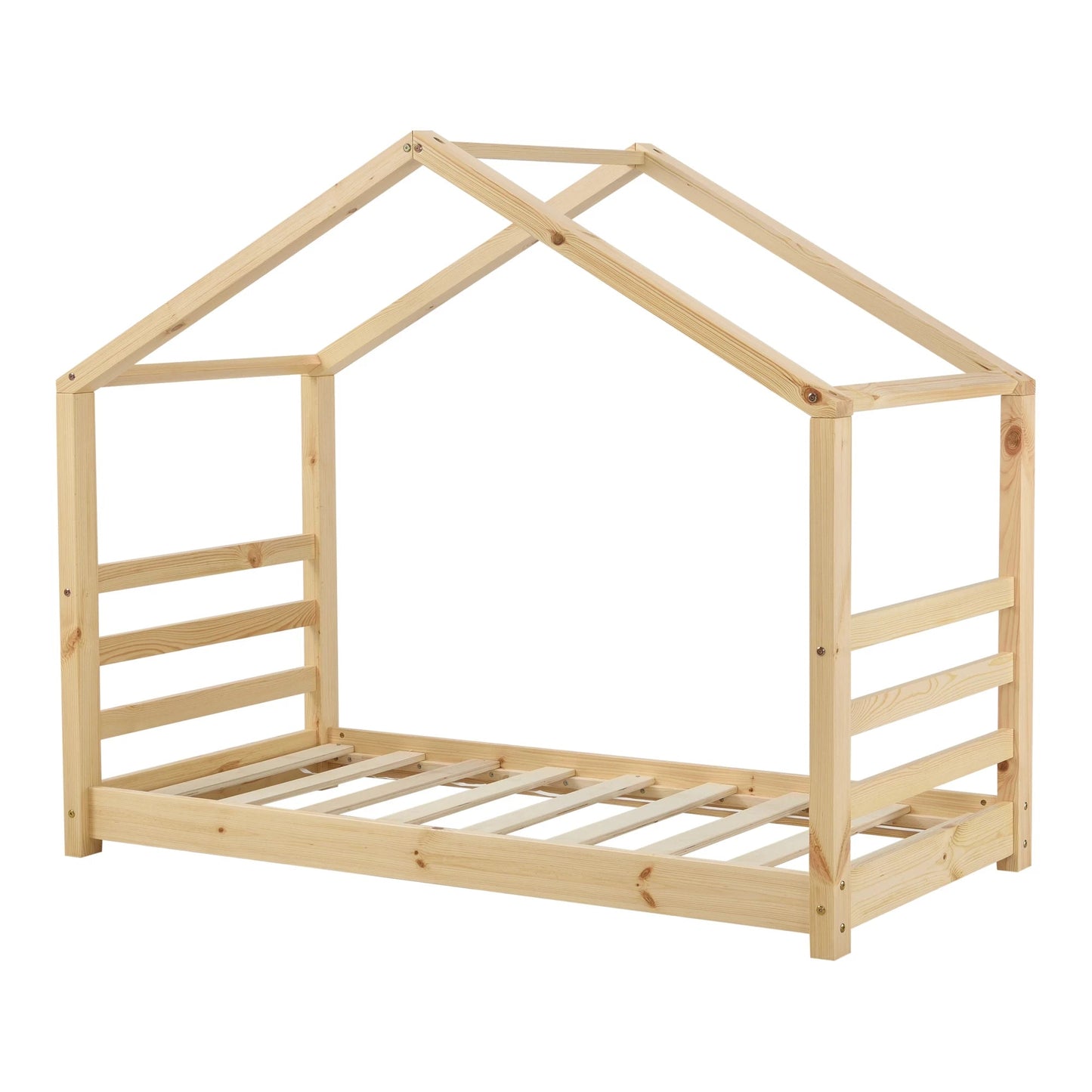 In And OutdoorMatch Kinderbed Joey - Houten bed - Huisbed - Met bedbodem - 80x160cm - Hout - Voor kinderen - Voor meisjes - Voor jongens Kinder bedden