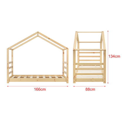 In And OutdoorMatch Kinderbed Joey - Houten bed - Huisbed - Met bedbodem - 80x160cm - Hout - Voor kinderen - Voor meisjes - Voor jongens Kinder bedden