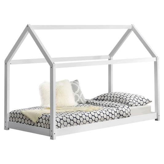 In And OutdoorMatch Kinderbed Kaden - Huisbed - Grenen - Met bedbodem - 90x200 cm - Wit - Jongensbed - Meisjesbed - Leuk Design Kinder bedden