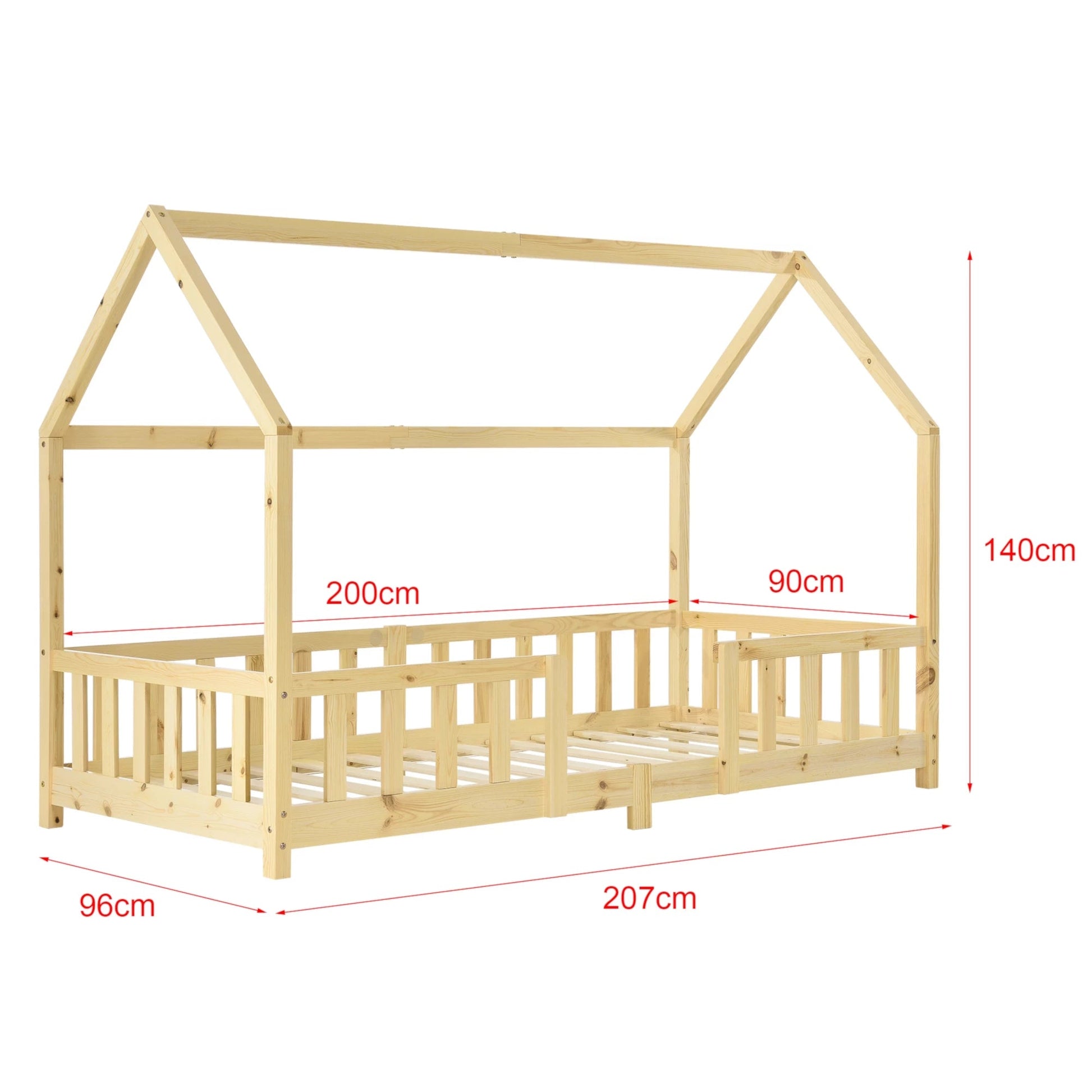 In And OutdoorMatch Kinderbed Maddison - Met valbeveiliging - 90x200 cm - Hout - Voor meisjes - Voor jongens - Voor kinderen Kinder bedden