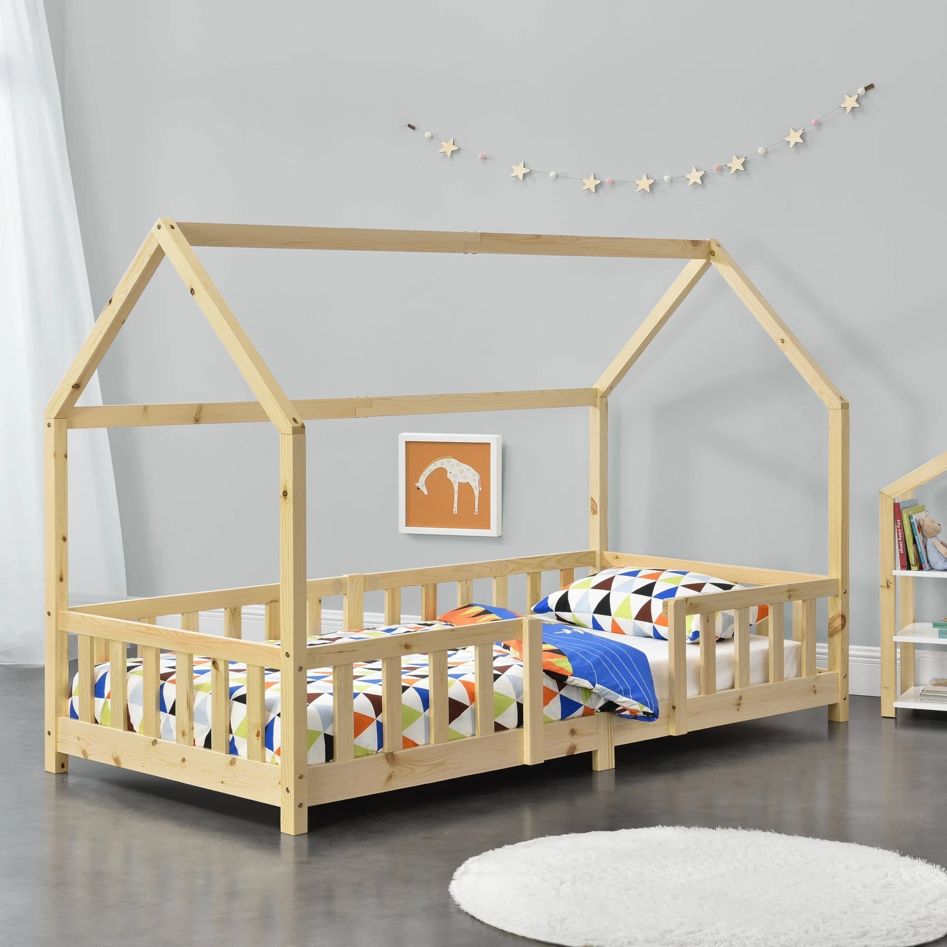 In And OutdoorMatch Kinderbed Maddison - Met valbeveiliging - 90x200 cm - Hout - Voor meisjes - Voor jongens - Voor kinderen Kinder bedden