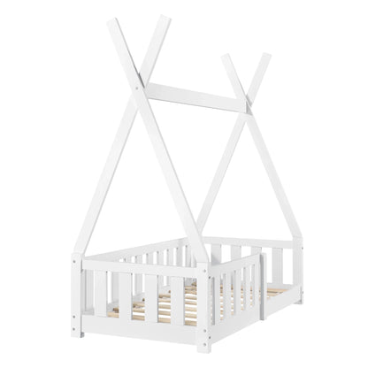 In And OutdoorMatch Kinderbed Minna - Tipi Bed - Met Valbeveiliging - 70x140 cm - Wit - Meisjesbed - Jongensbed Kinder bedden