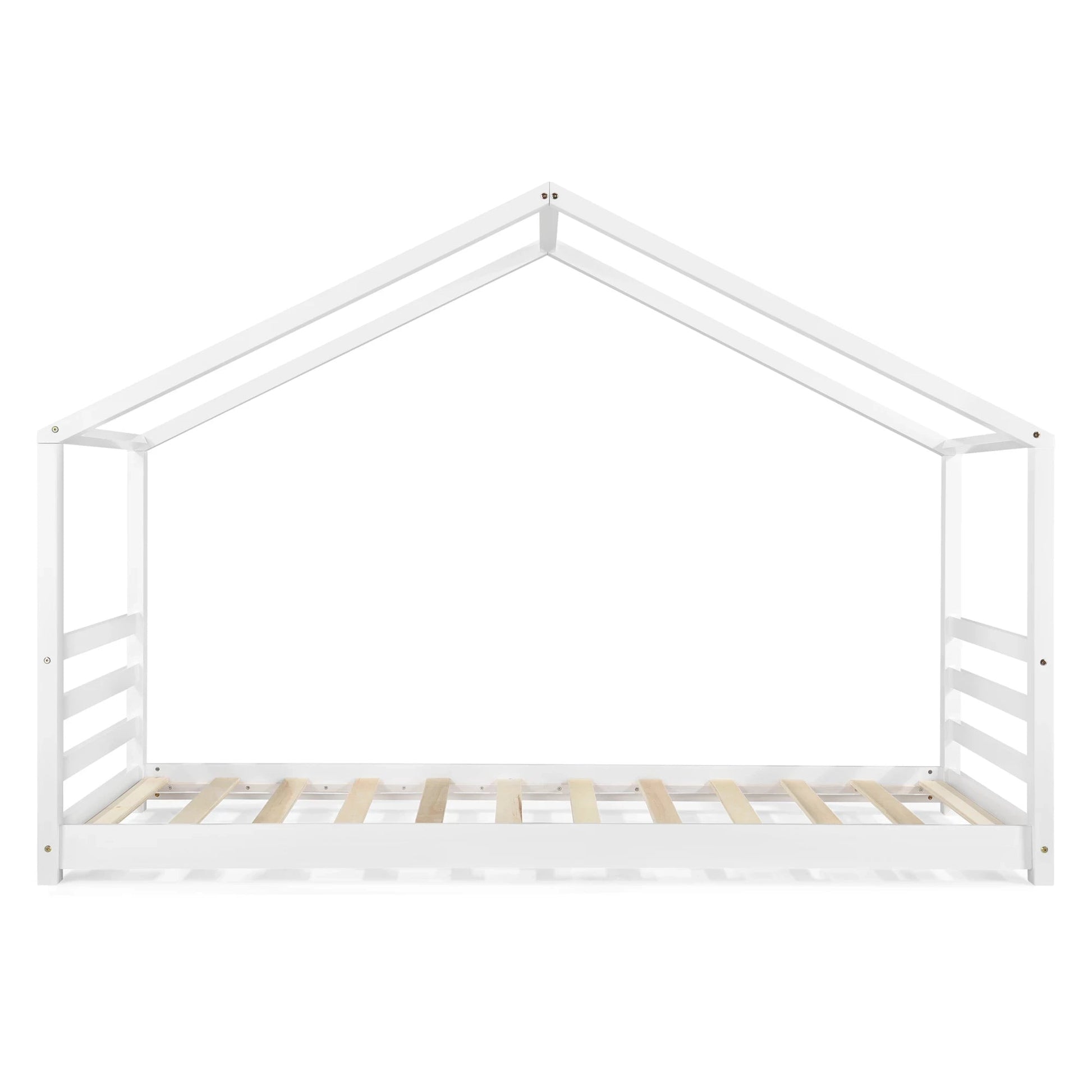 In And OutdoorMatch Kinderbed Nathanael - Met Bedbodem - Grenen - Huisbed - 90x200 cm - Wit - Voor meisjes - Voor jongens - Voor kinderen Kinder bedden