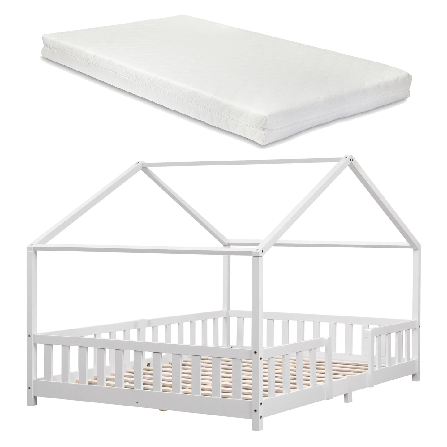 In And OutdoorMatch Kinderbed Nikolas - Met matras - 140x200 cm - Wit - Voor meisjes - Voor jongens Kinder bedden