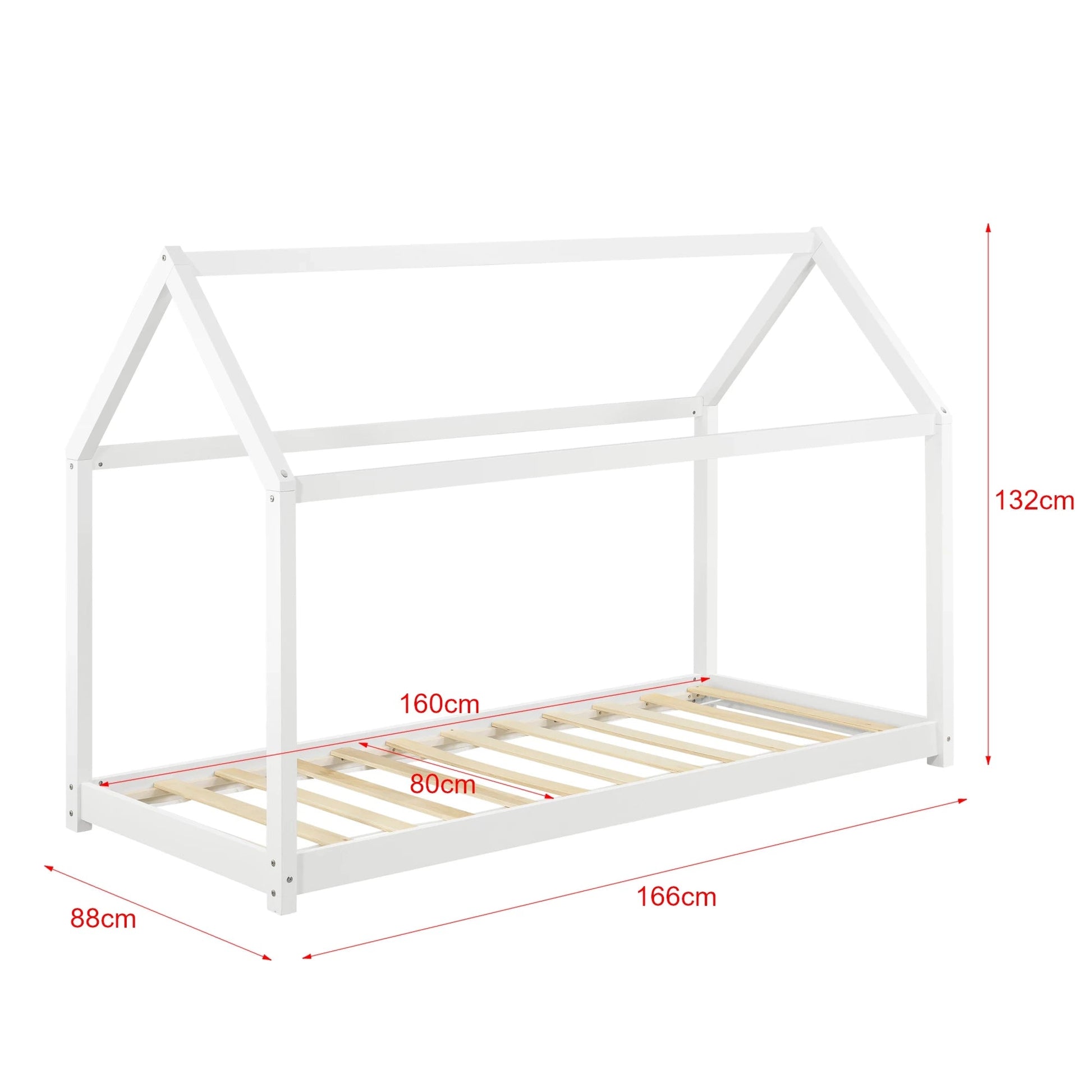 In And OutdoorMatch Kinderbed Phyllis - Huisbed - Met matras - 80x160 cm - Wit - Grenen - Voor meisjes - Voor jongens Kinder bedden