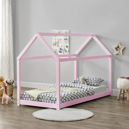 In And OutdoorMatch Kinderbed Ralph - Houten bed - Huisbed - 90x200 cm - Roze - Grenenhout - Voor meisjes - Voor jongens - Voor kinderen Eén persoon slapen