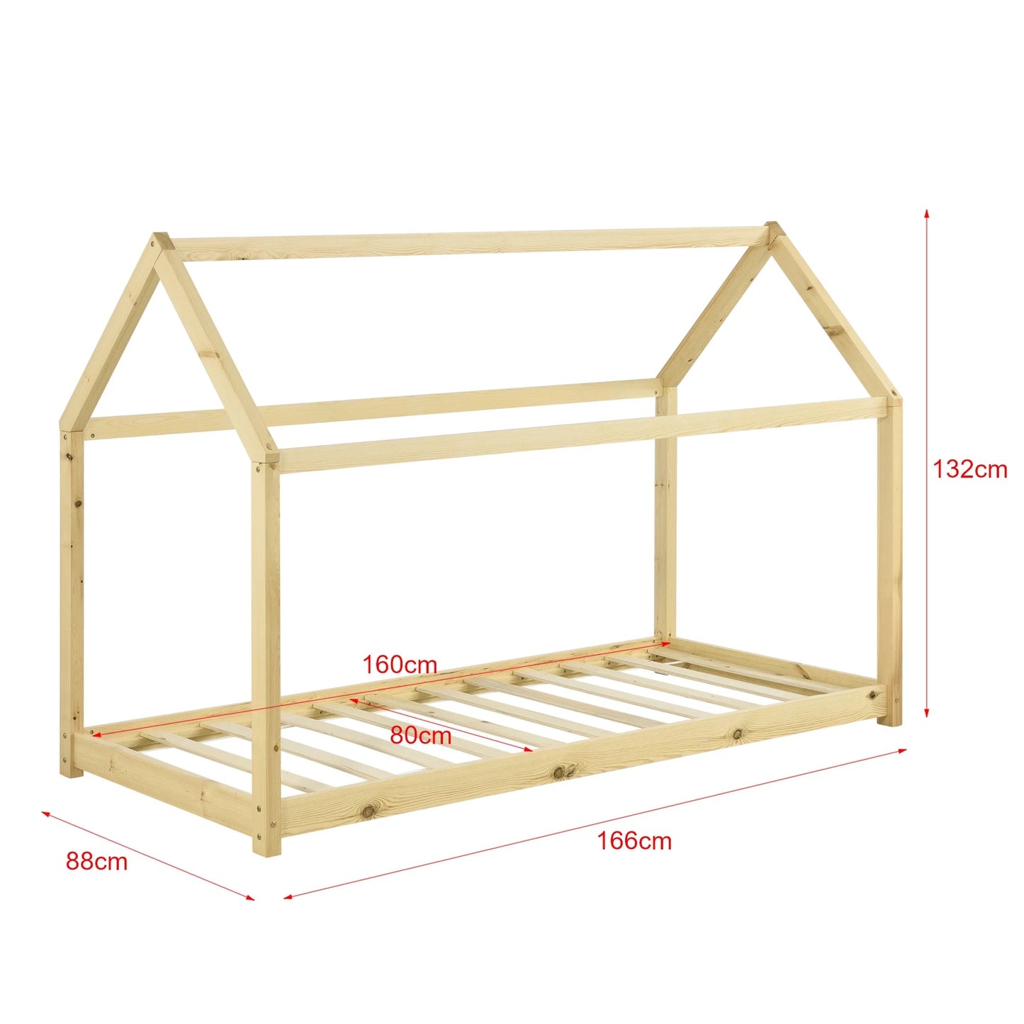 In And OutdoorMatch Kinderbed Rebeka - Huisbed - Met Matras - 80x160 cm - Hout - Grenen - Voor meisjes - Voor jongens Kinder bedden