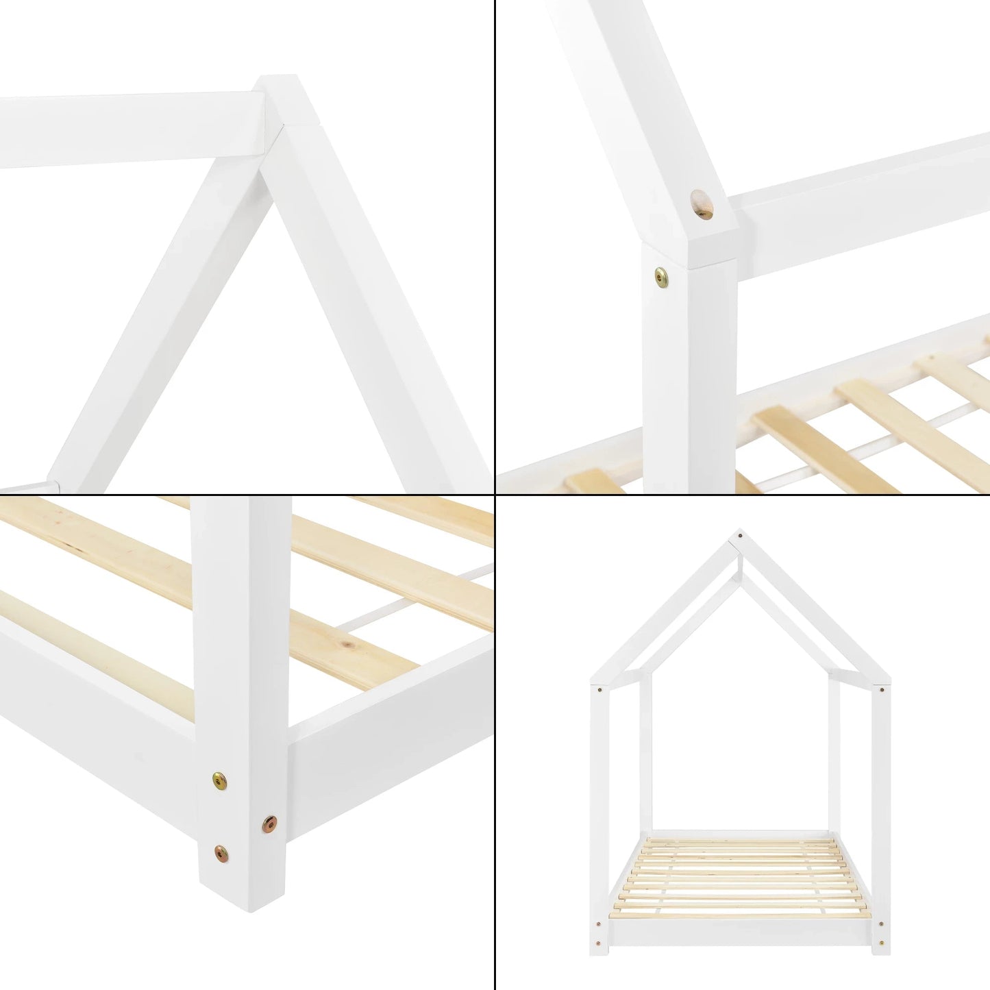 In And OutdoorMatch Kinderbed Regan - Huisbed - Met bedbodem - 80x160cm - Voor meisjes - Voor jongens - Voor kinderen - Wit Kinder bedden