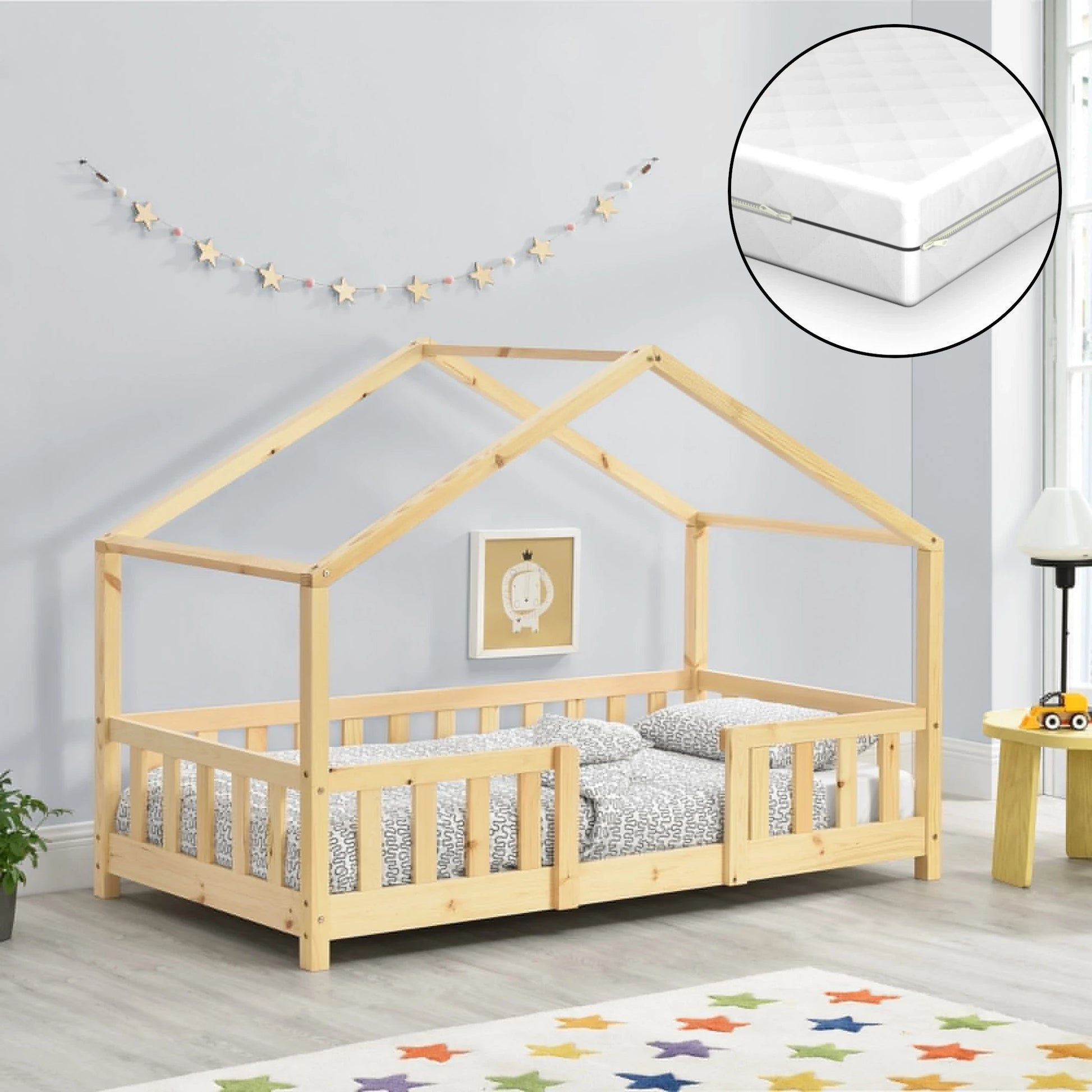 In And OutdoorMatch Kinderbed Vada - Met Matras - 70x140 cm - Houtkleurig - Voor meisjes - Voor jongens Kinder bedden