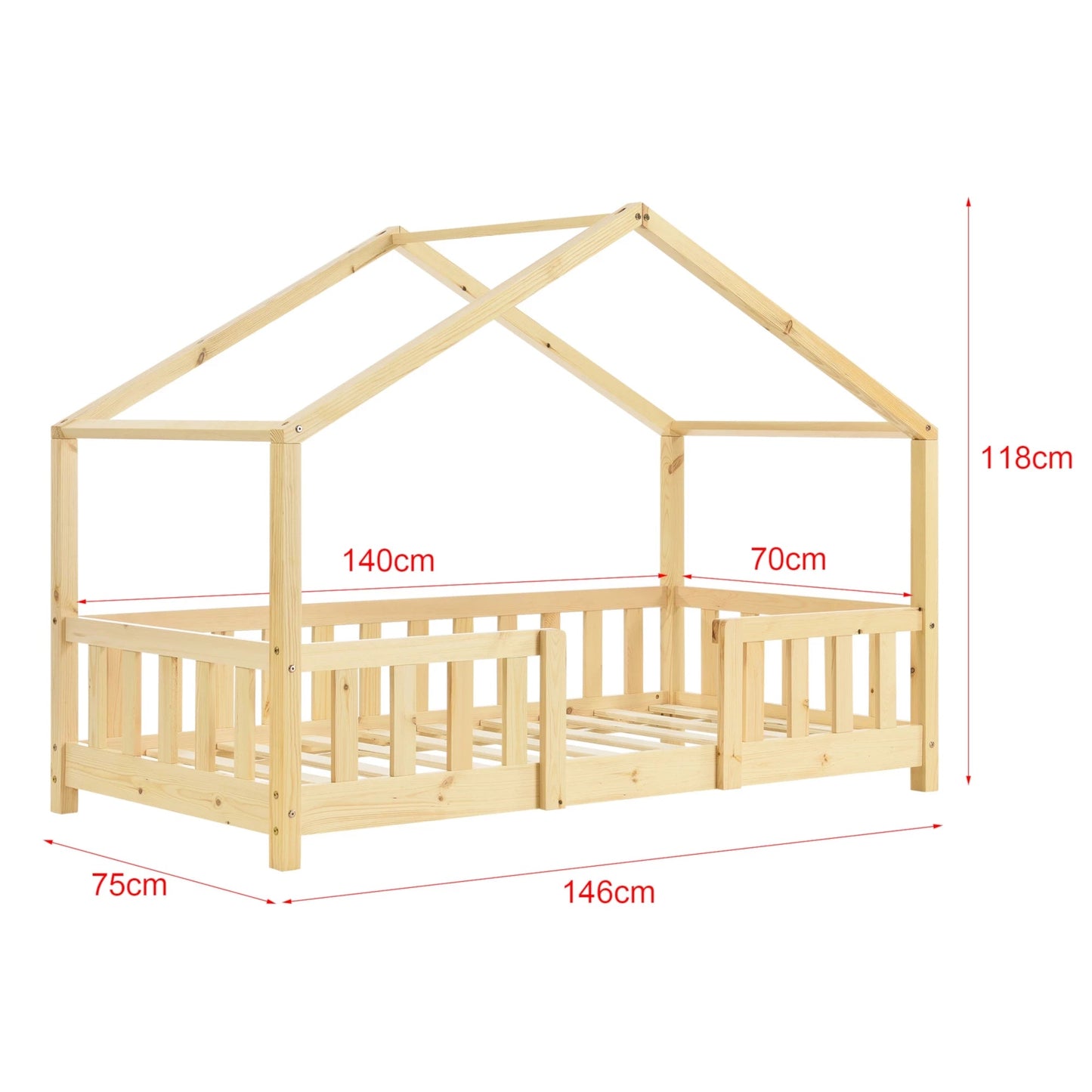 In And OutdoorMatch Kinderbed Vada - Met Matras - 70x140 cm - Houtkleurig - Voor meisjes - Voor jongens Kinder bedden