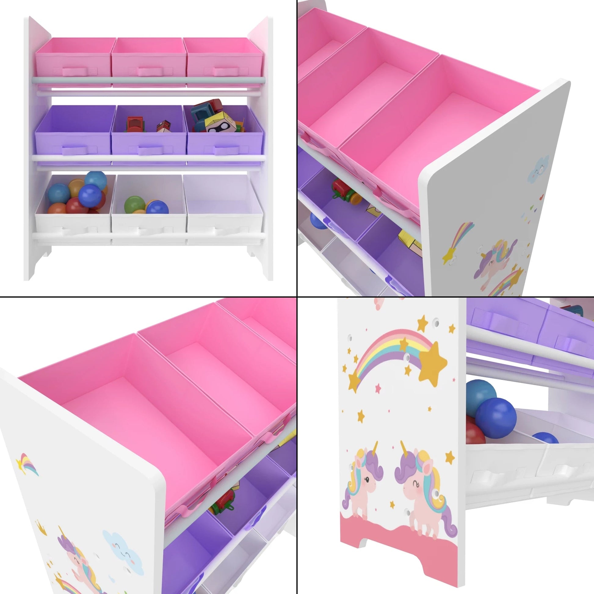 In And OutdoorMatch Kinderrek Mimi - 59,5x65x30 cm - Eenhoornmotief - Voor kinderen - Voor jongens - Voor meisjes storage rack