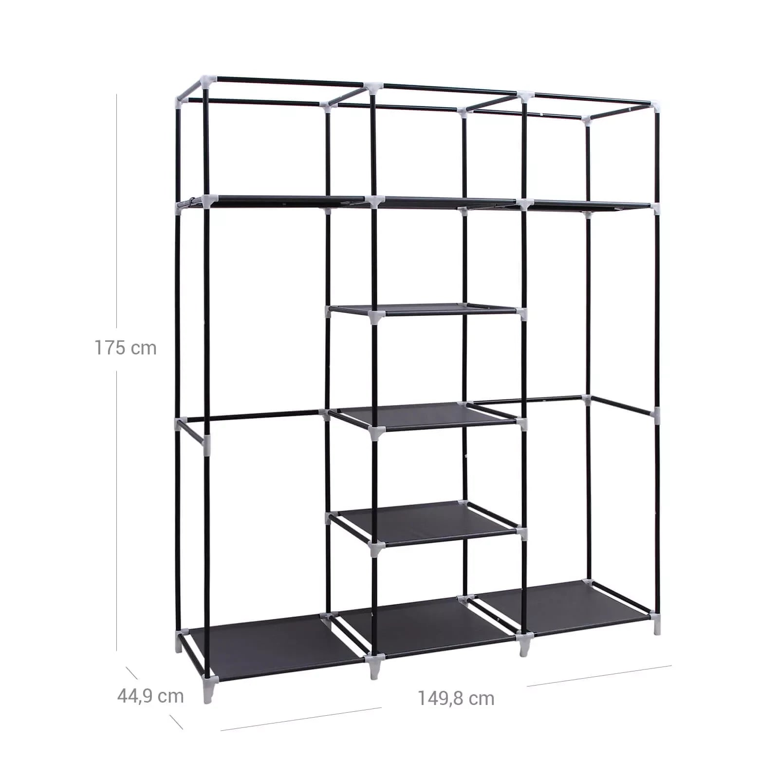 In And OutdoorMatch Kledingkast Julius - Garderobeorganizer - Opvouwbare stoffen kledingkast - Slaapkamer - Kledingrek - 150x45x175 cm Kast