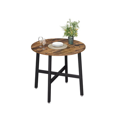 In And OutdoorMatch Kleine keukentafel Russel - Eettafel keuken - Rond - Eetkamertafel - 80 x 75 cm - 2 tot 4 personen - Bruin/Zwart Eettafel/ Eetkamertafel