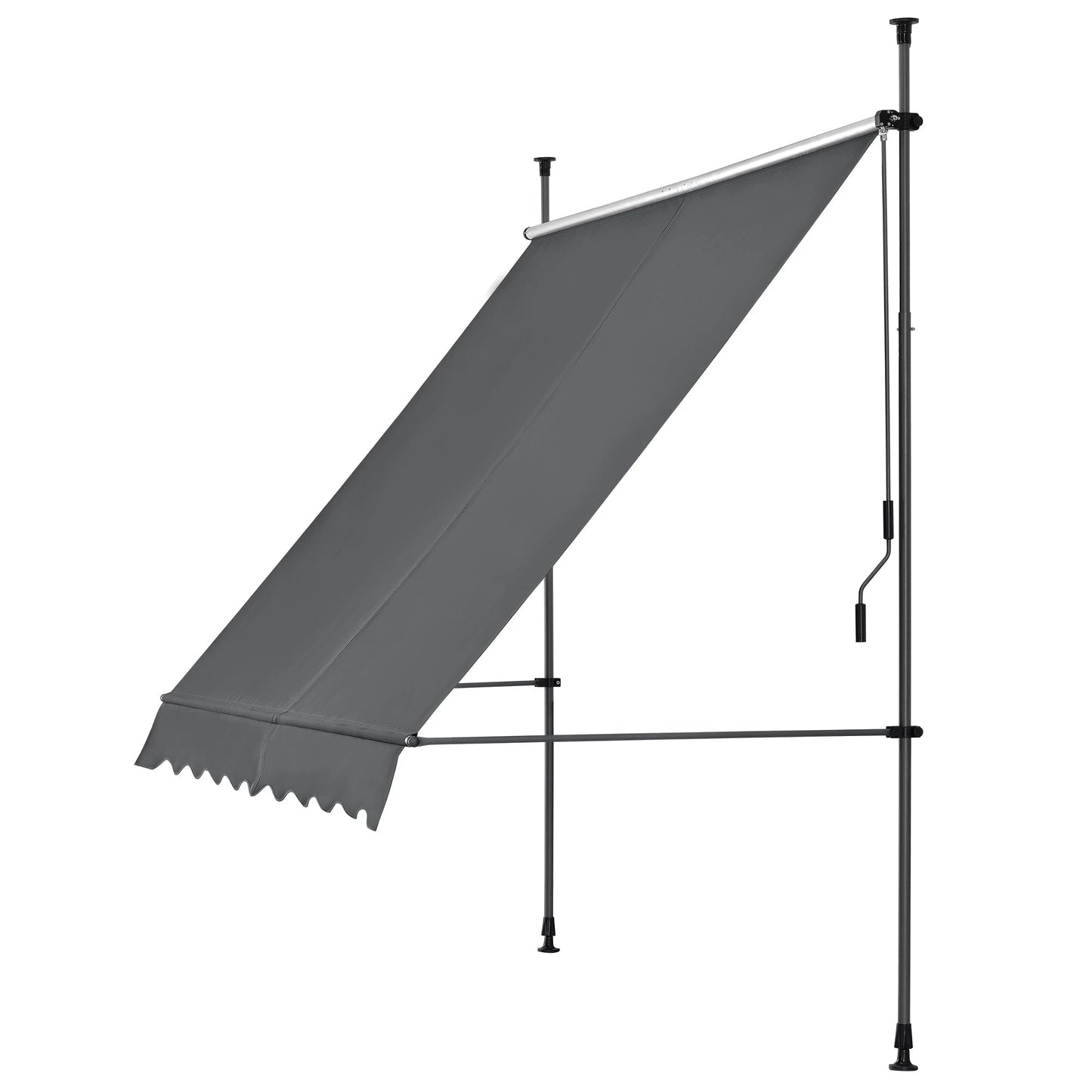 In And OutdoorMatch Klemluifel Addison - Handmatig Uitschuifbaar - Grijs - 300x120 cm - Uitvalarmluifel - Staal en Stof - UV Bescherming - Waterafstotend Sunshade