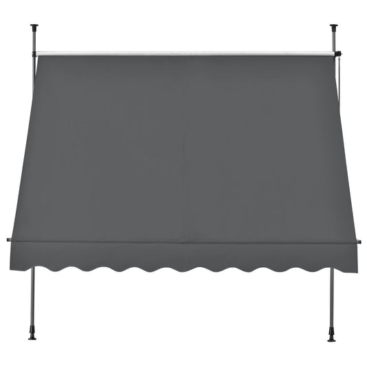 In And OutdoorMatch Klemluifel Addison - Handmatig Uitschuifbaar - Grijs - 300x120 cm - Uitvalarmluifel - Staal en Stof - UV Bescherming - Waterafstotend Sunshade