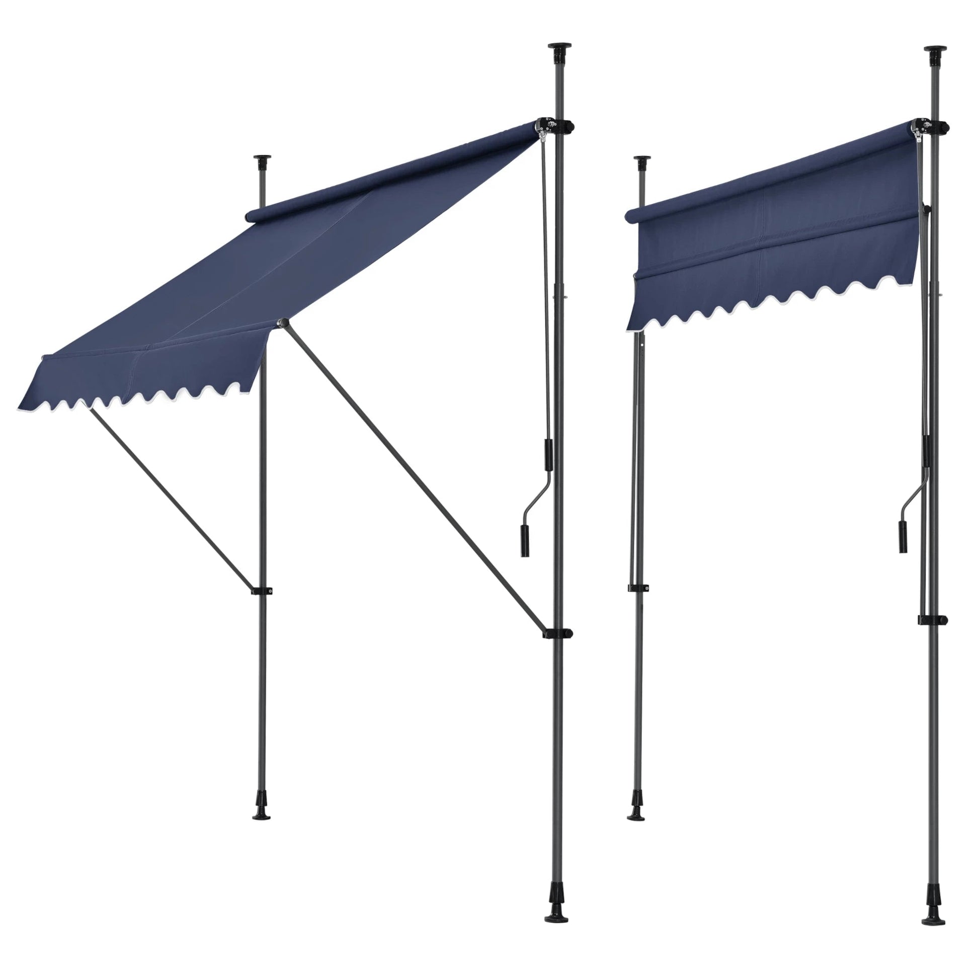 In And OutdoorMatch Klemluifel August - Uitschuifbare Luifel - Donkerblauw - 150x120 cm - Staal en Stof - Waterafstotend - UV Bescherming Sunshade