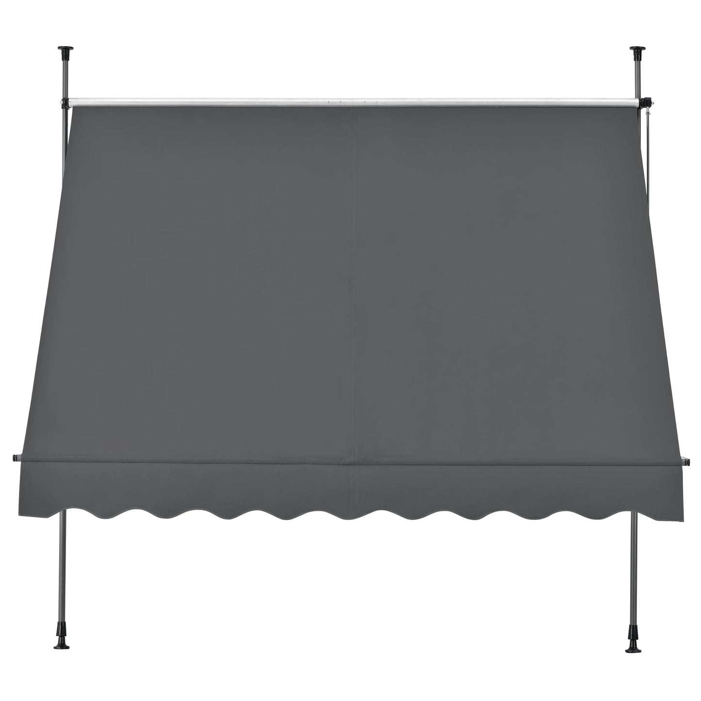 In And OutdoorMatch Klemluifel Elmo - Handmatig Uitschuifbaar - Grijs - 400x120 cm - Uitvalarmluifel - Staal en Stof - UV Bescherming - Waterafstotend Sunshade