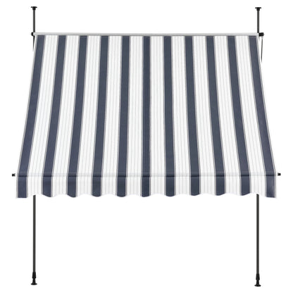 In And OutdoorMatch Klemluifel Emery - Uitschuifbare Luifel - Donkerblauw en Wit - 400x120 cm - Staal en Stof - Waterafstotend - UV Bescherming Sunshade