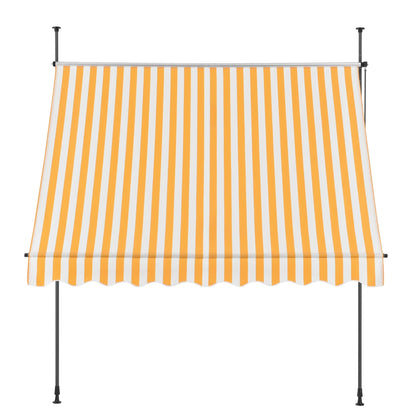 In And OutdoorMatch Klemluifel Esso - Uitschuifbare Luifel - Geel en Wit - 400x120 cm - Staal en Stof - Waterafstotend - UV Bescherming Parasol