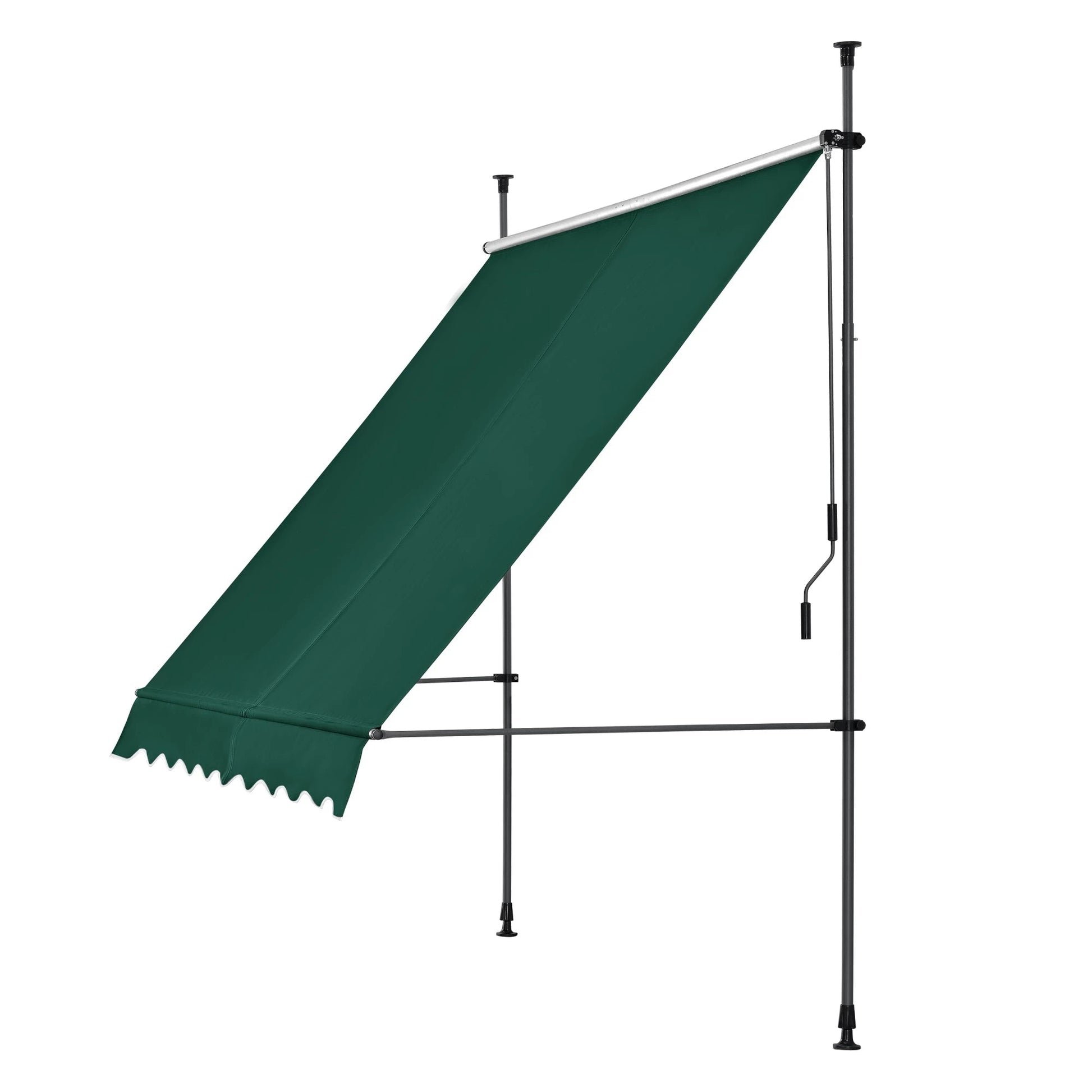 In And OutdoorMatch Klemluifel Goof - Uitschuifbare Luifel - Donkergroen - 400x120 cm - Staal en Stof - Waterafstotend - UV Bescherming Sunshade