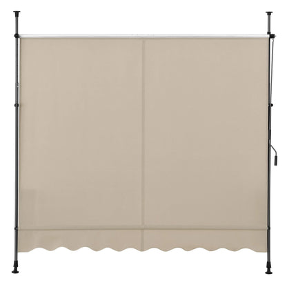 In And OutdoorMatch Klemluifel Roberto - Handmatig Uitschuifbaar - Zandkleurig - 150x120 cm - Uitvalarmluifel - Staal en Stof - UV Bescherming - Waterafstotend Sunshade