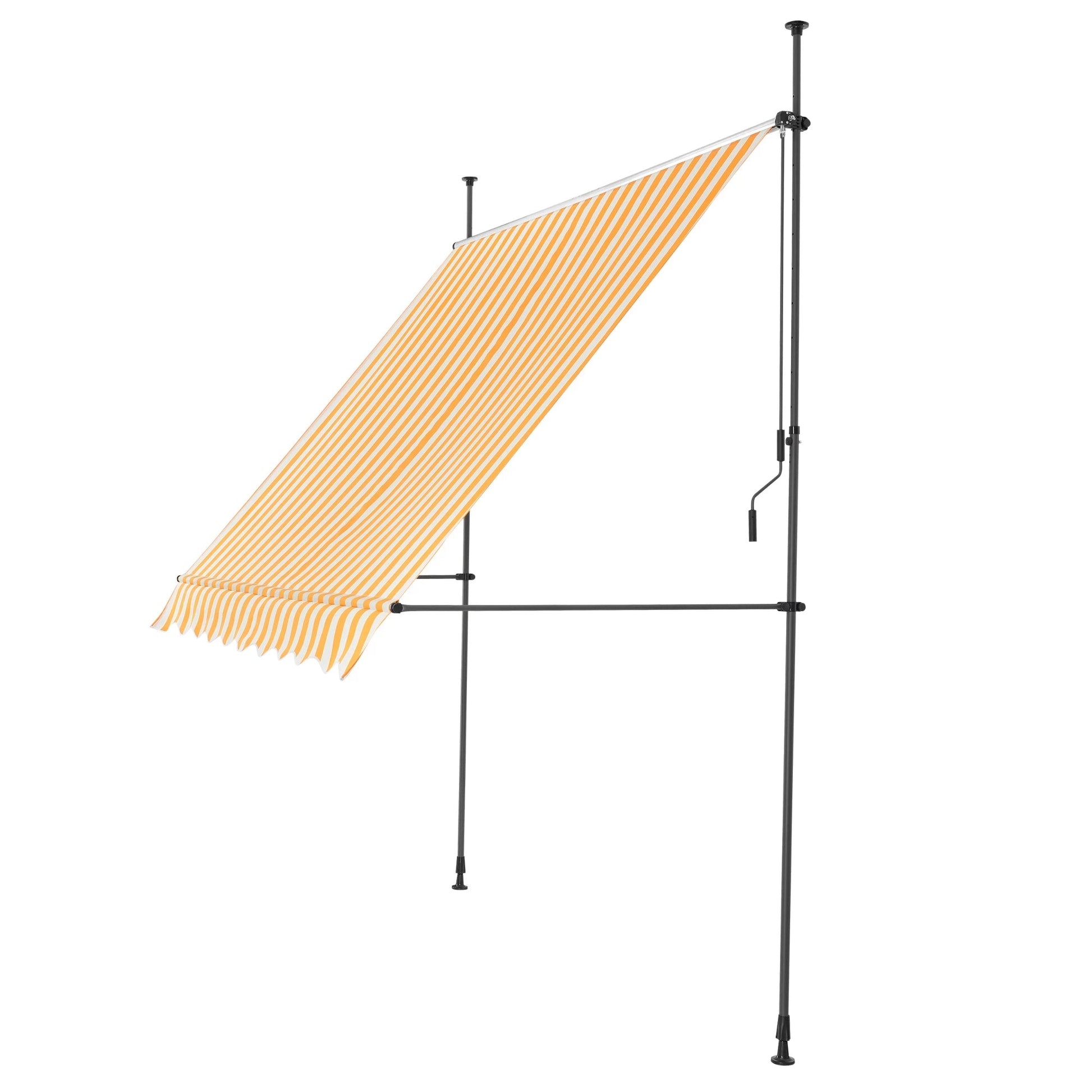 In And OutdoorMatch Klemluifel Roxy - Uitschuifbare Luifel - Geel en Wit - 250x120 cm - Staal en Stof - Waterafstotend - UV Bescherming Sunshade