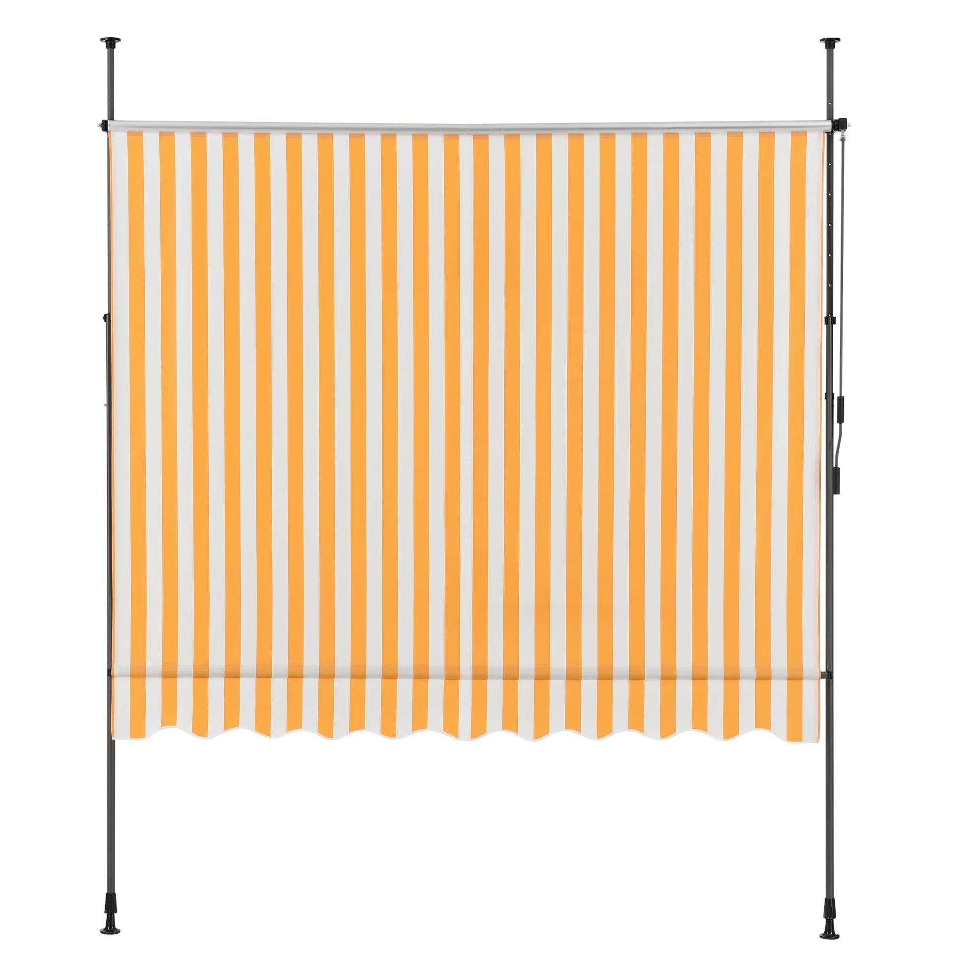 In And OutdoorMatch Klemluifel Roxy - Uitschuifbare Luifel - Geel en Wit - 250x120 cm - Staal en Stof - Waterafstotend - UV Bescherming Sunshade