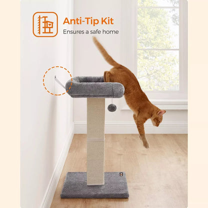 In And OutdoorMatch Krabpaal Eudora - 71cm - Voor Katten - Grijs - Zachte Kattenmand Hangmat - Post - Kattenspeelgoed - Ook geschikt voor kleine kittens Krabpaal