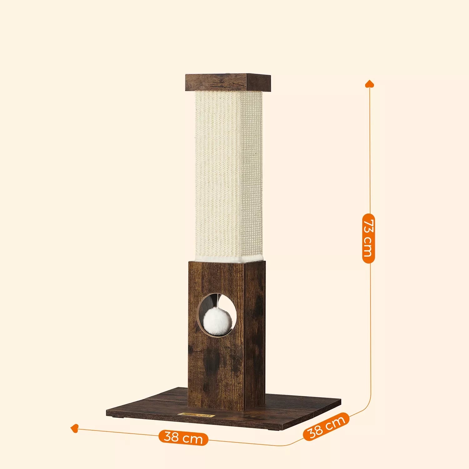 In And OutdoorMatch Krabpaal Fatima - 73cm - Voor Katten - Bruin - Post - Kattenspeelgoed - Ook geschikt voor kleine kittens Krabpaal