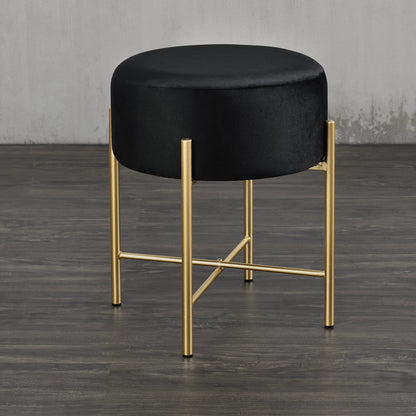 In And OutdoorMatch Kruk Keith - Rond - 44xØ35 cm - Zwart en Messing - Metaal en Stof - Modern Design stool