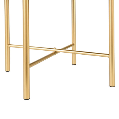 In And OutdoorMatch Kruk Keith - Rond - 44xØ35 cm - Zwart en Messing - Metaal en Stof - Modern Design stool