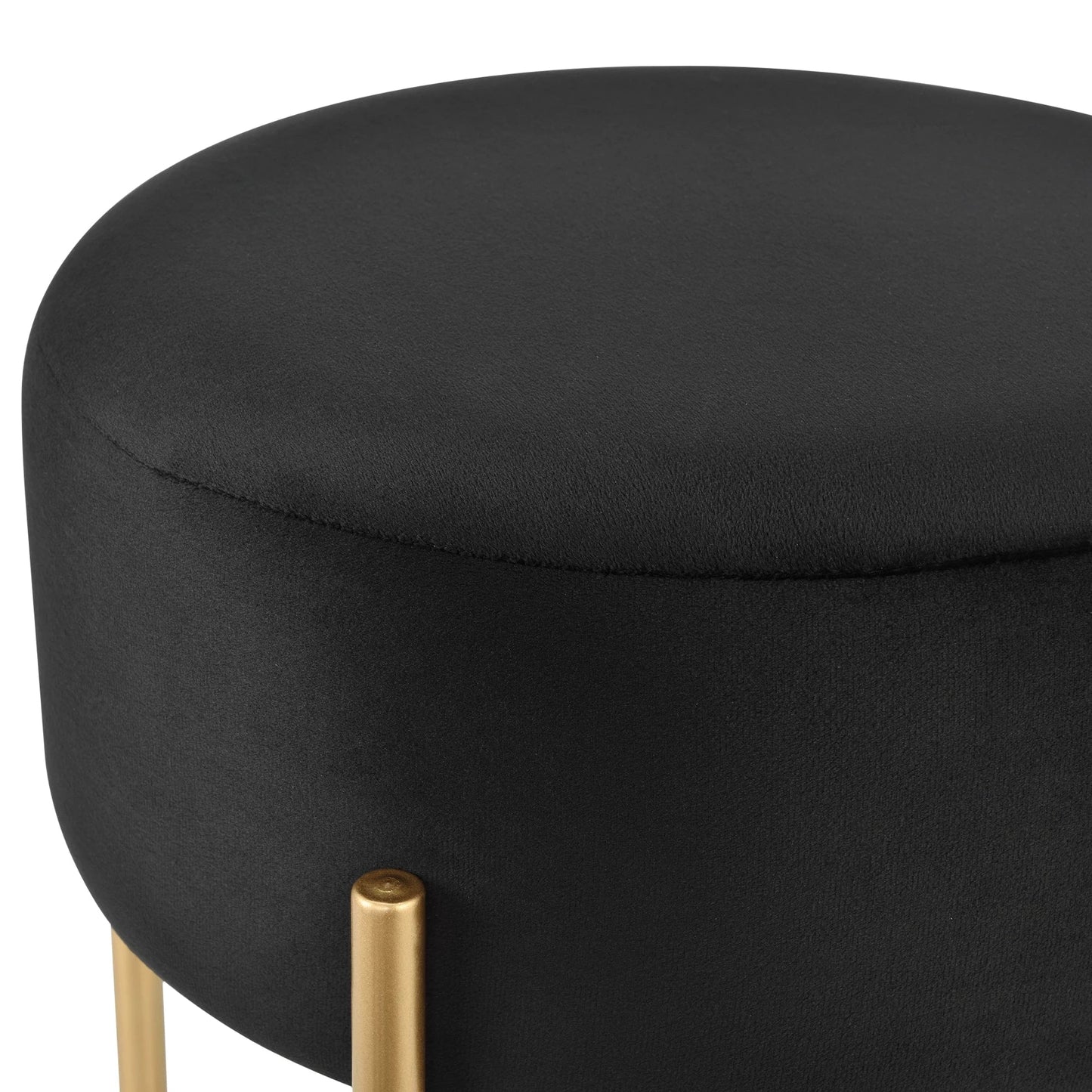 In And OutdoorMatch Kruk Keith - Rond - 44xØ35 cm - Zwart en Messing - Metaal en Stof - Modern Design stool