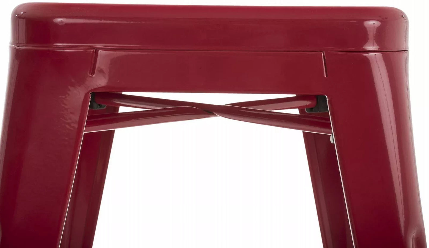 In And OutdoorMatch Kruk Neal - rood- metaal - set van 4 - zithoogte 46cm - industrieel stool