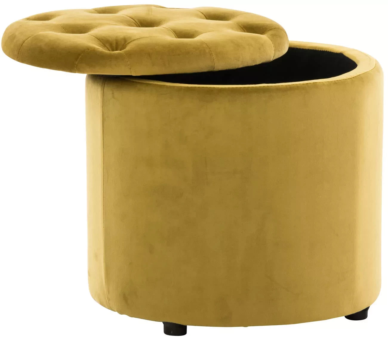 In And OutdoorMatch Kruk Simone - Fluweel - Geel - Gestoffeerde Zitting - Modern Design - 44x44x42cm - Opbergkruk - Multifunctioneel stool