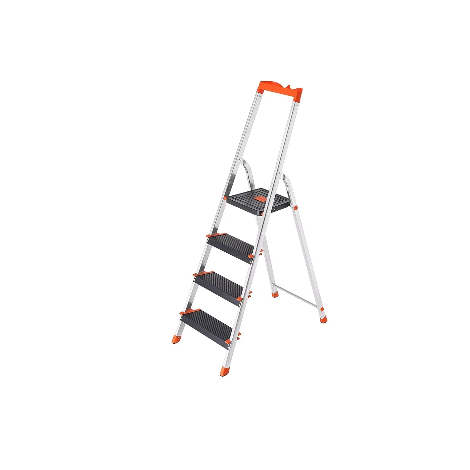 In And OutdoorMatch Ladder Lambert - 4 treden - Aluminium - 12 cm brede treden - 44x83,5x143cm - Antislip - Trapladder Ladder