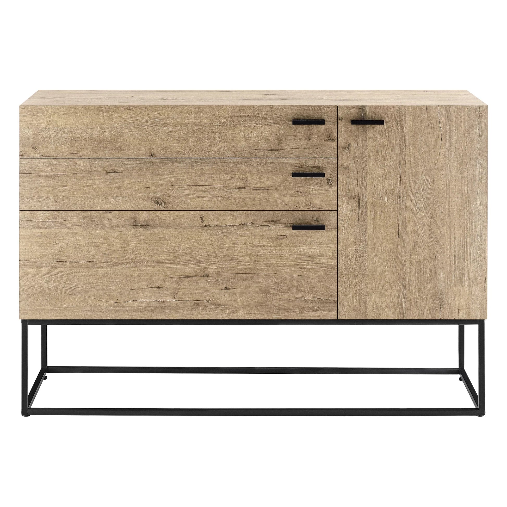 In And OutdoorMatch Ladenkast Domenick - Commode - 79x115x40 cm - Zwart en Eikenkleurig - Staal en Spaanplaat - Modern Design Bijzetttafel