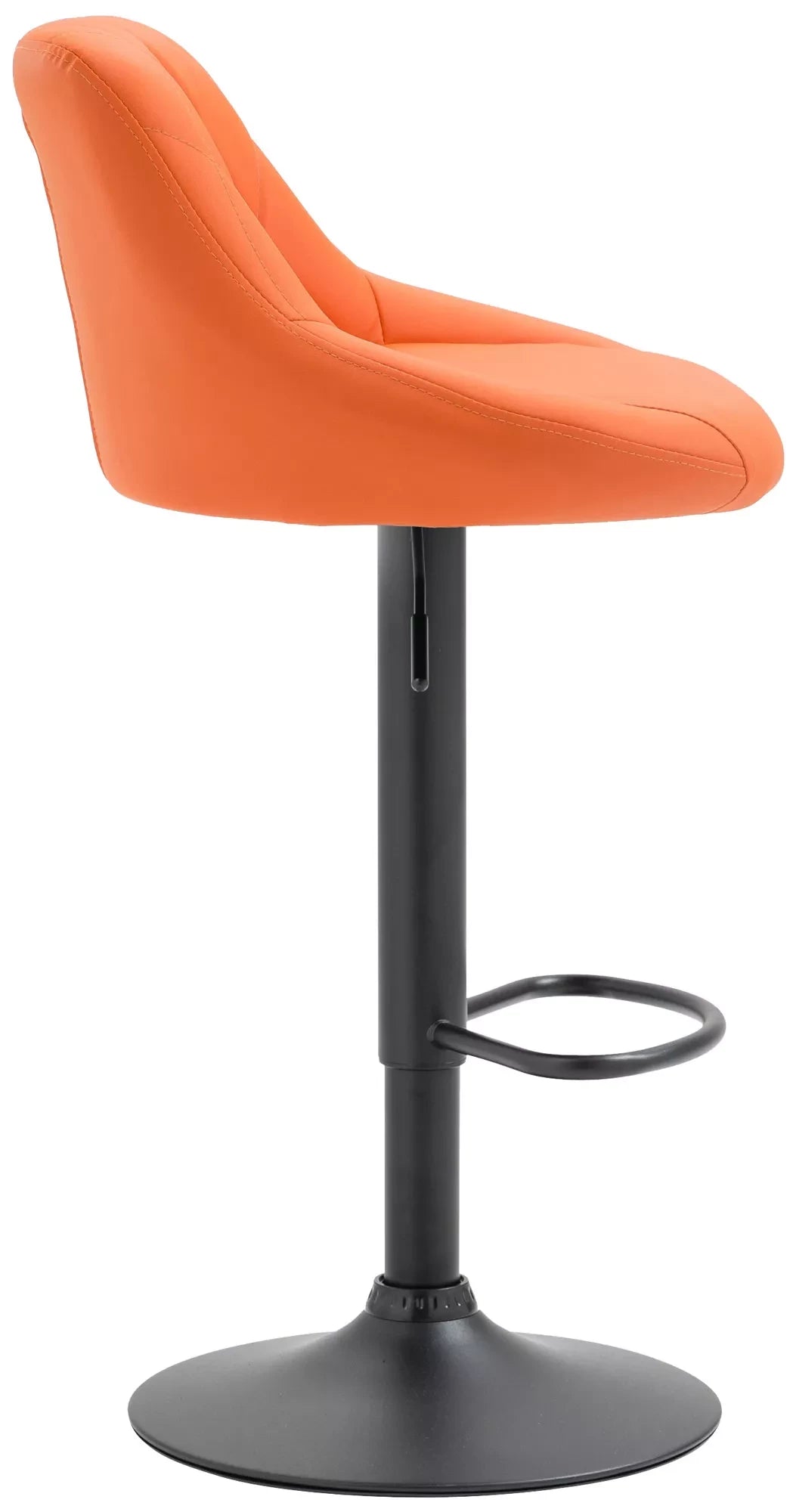 In And OutdoorMatch Leren barkruk Adele - Oranje zwart - Zithoogte 60-81 cm - Ergonomische barstoelen - In hoogte verstelbaar - Set van 1 - Met rugleuning - Voor keuken en bar Barkrukken / hocker