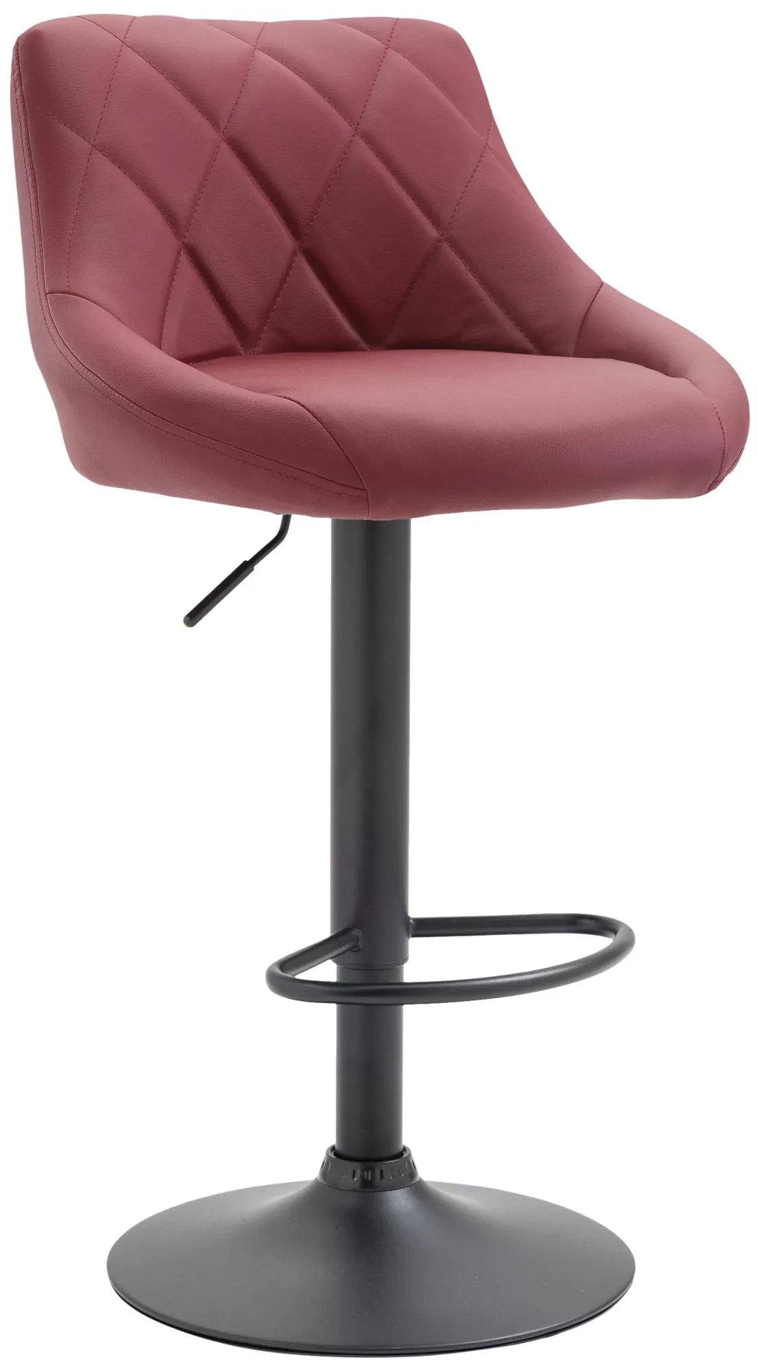 In And OutdoorMatch Leren barkruk Gavin - Bordeaux zwart - Zithoogte 60-81 cm - Ergonomische barstoelen - In hoogte verstelbaar - Set van 1 - Met rugleuning - Voor keuken en bar Barkrukken / hocker