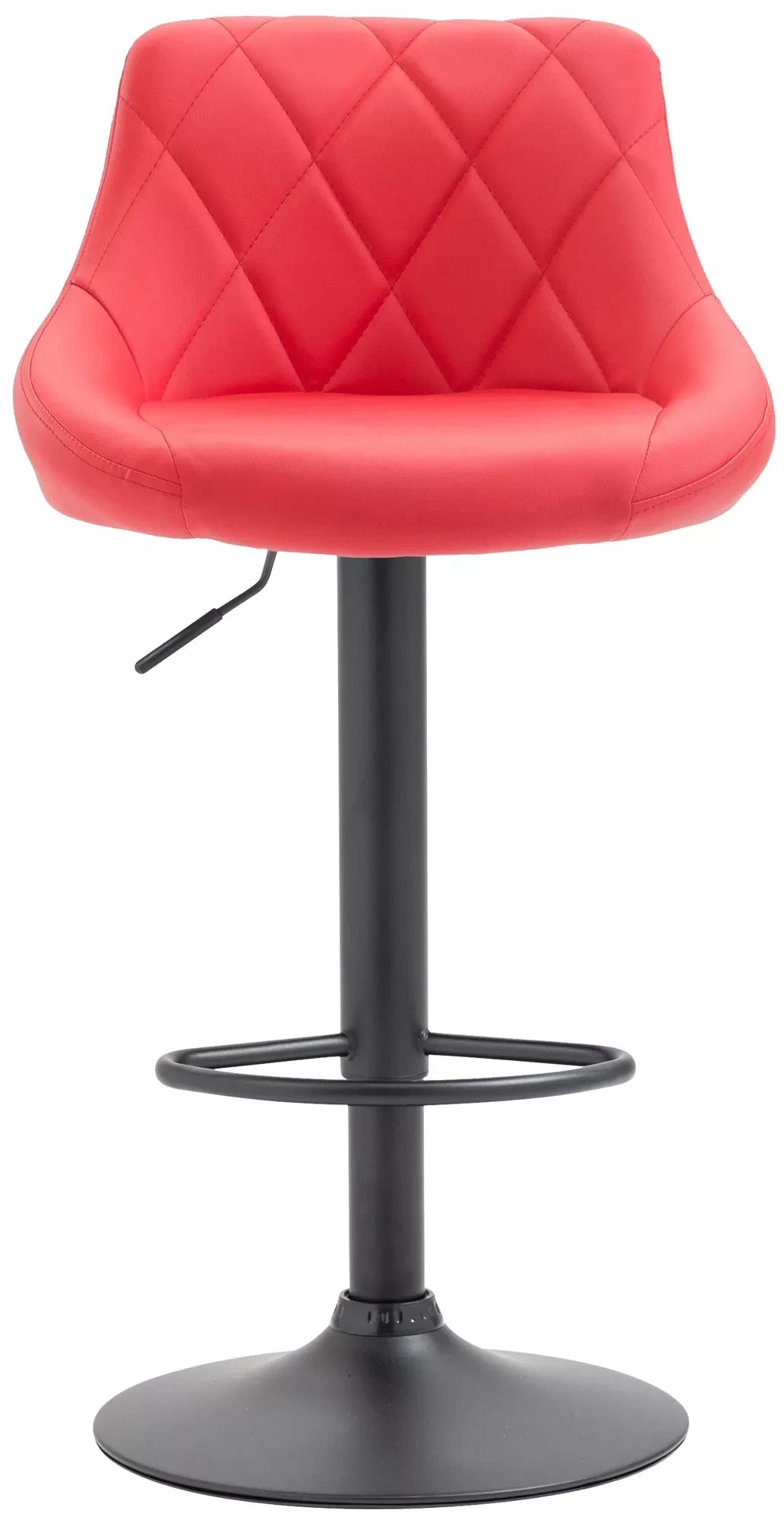 In And OutdoorMatch Leren barkruk Larry - Rood zwart - Zithoogte 60-81 cm - Ergonomische barstoelen - In hoogte verstelbaar - Set van 1 - Met rugleuning - Voor keuken en bar Barkrukken / hocker