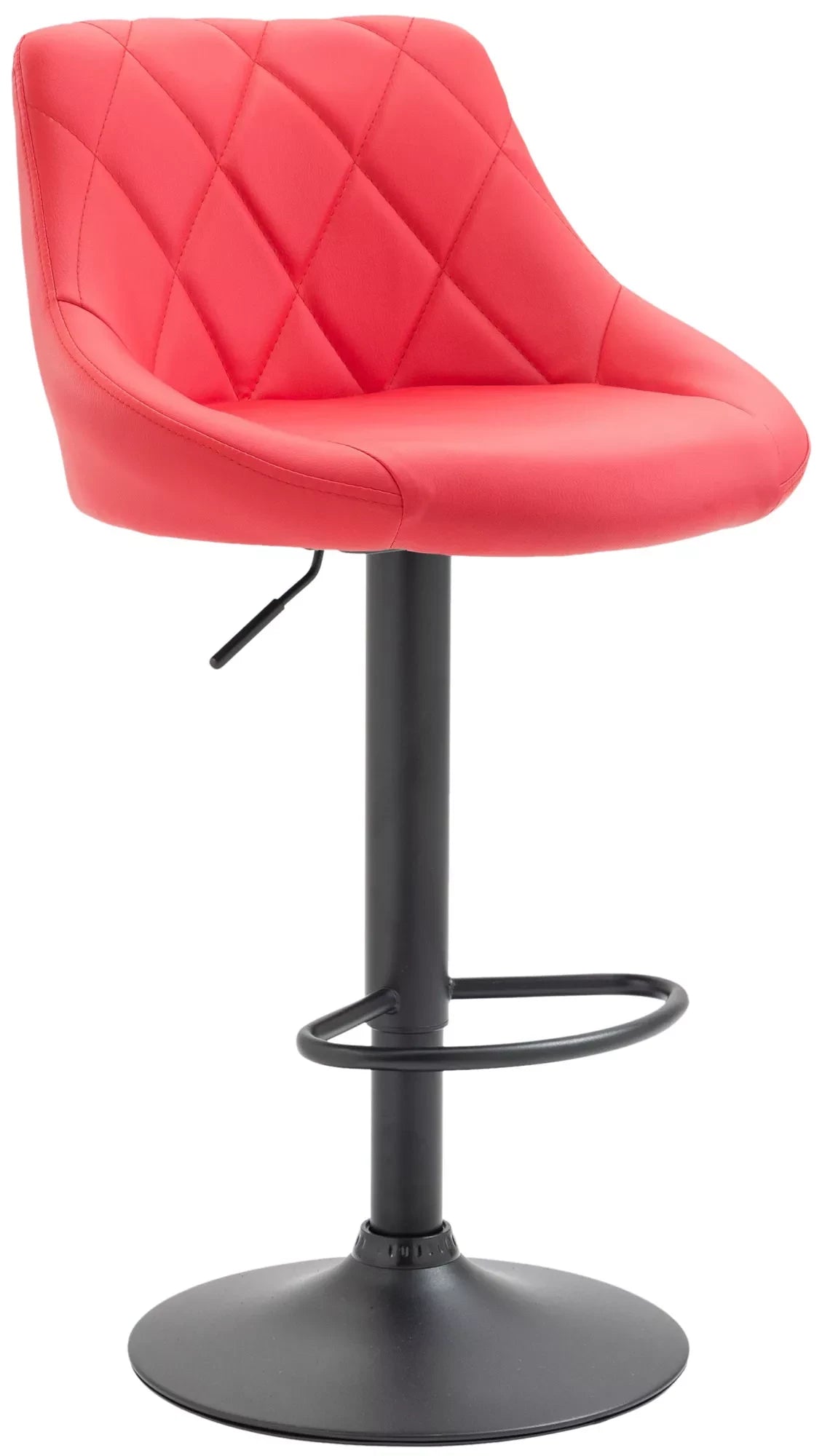 In And OutdoorMatch Leren barkruk Larry - Rood zwart - Zithoogte 60-81 cm - Ergonomische barstoelen - In hoogte verstelbaar - Set van 1 - Met rugleuning - Voor keuken en bar Barkrukken / hocker