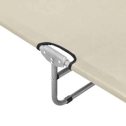 In And OutdoorMatch Ligbed Kari - Zonnebed - 186x55x24 cm - Beige en Mat Zilver - Met Draagriemen Lounge stoel