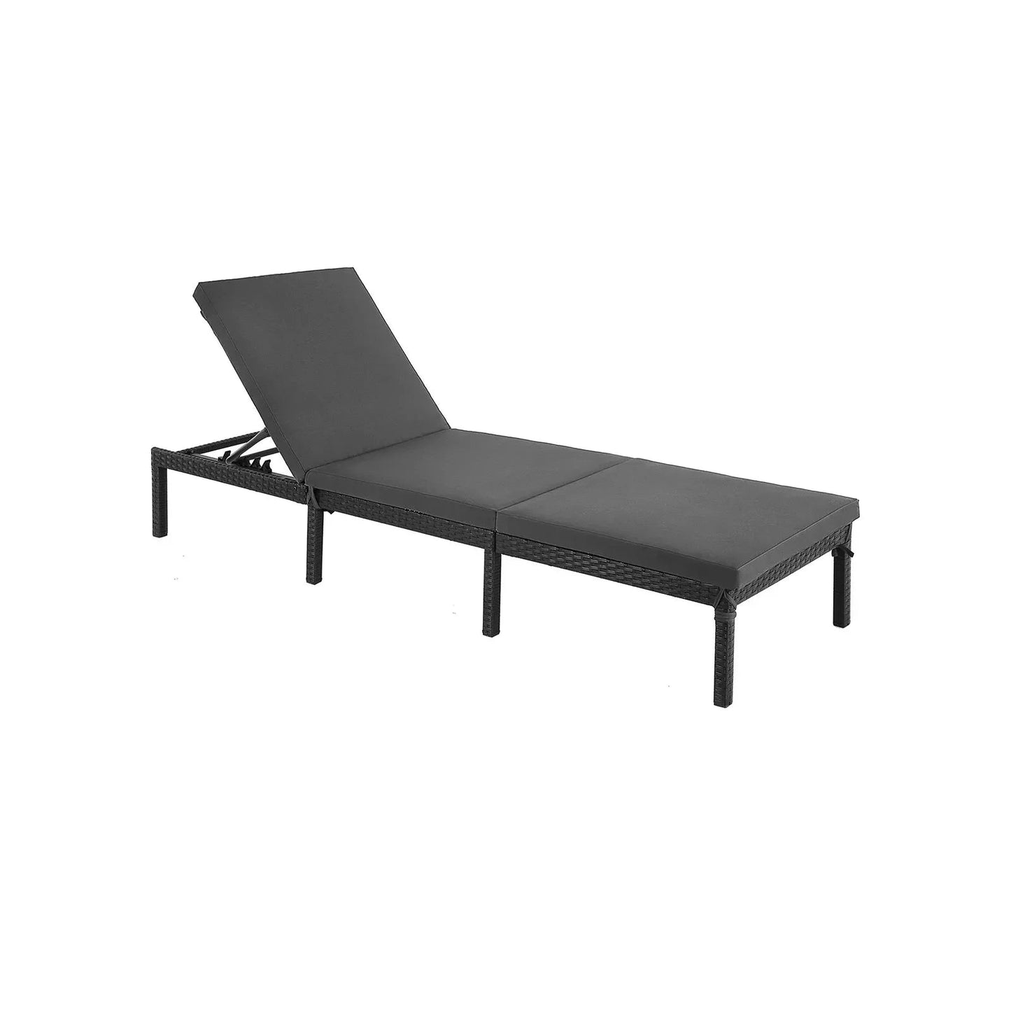 In And OutdoorMatch Ligstoel Angelina - Zonnebank - Met Kussen - Tuinligstoel - Zwart - Loungebank - 59x198x28cm Lounge stoel