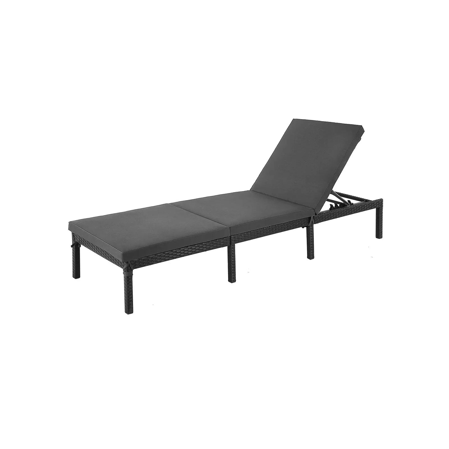 In And OutdoorMatch Ligstoel Angelina - Zonnebank - Met Kussen - Tuinligstoel - Zwart - Loungebank - 59x198x28cm Lounge stoel