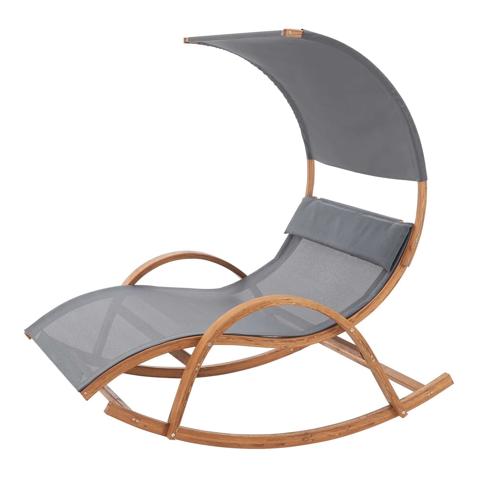 In And OutdoorMatch Ligstoel Anika - Schommelstoel - Houtkleurig en Donkergrijs - Comfortabel - Stijlvol design lounge chair